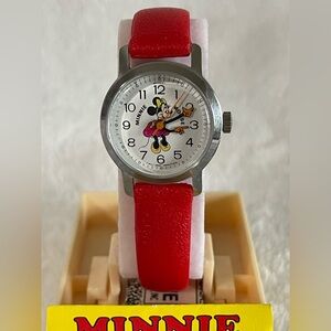 Vintage 60’ 70’s Minnie mouse watch new inbox Walt Disney original red